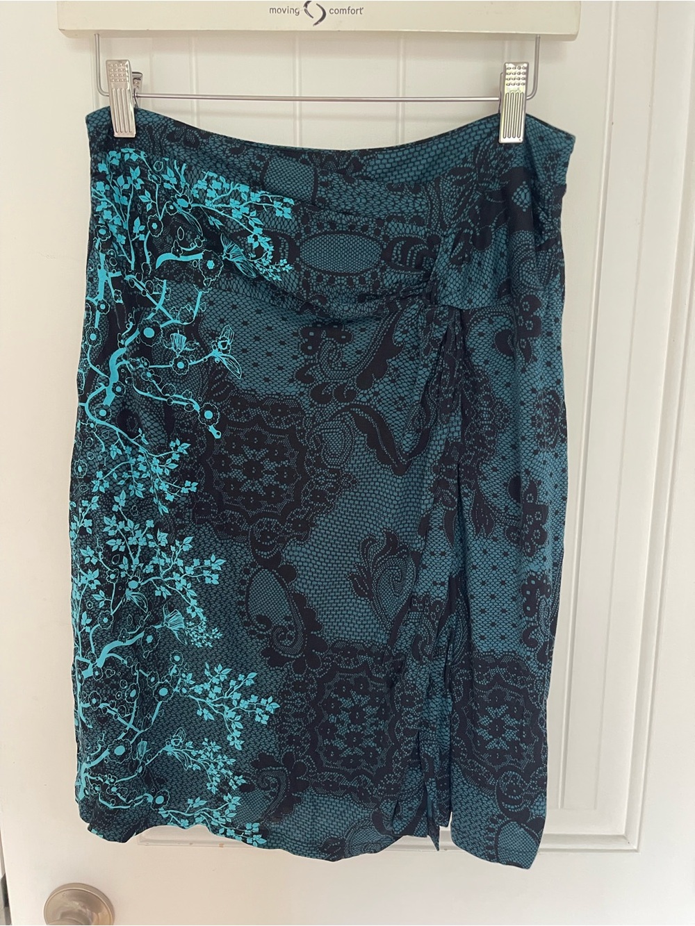 Desigual Teal & Black Paisley Wrap Skirt